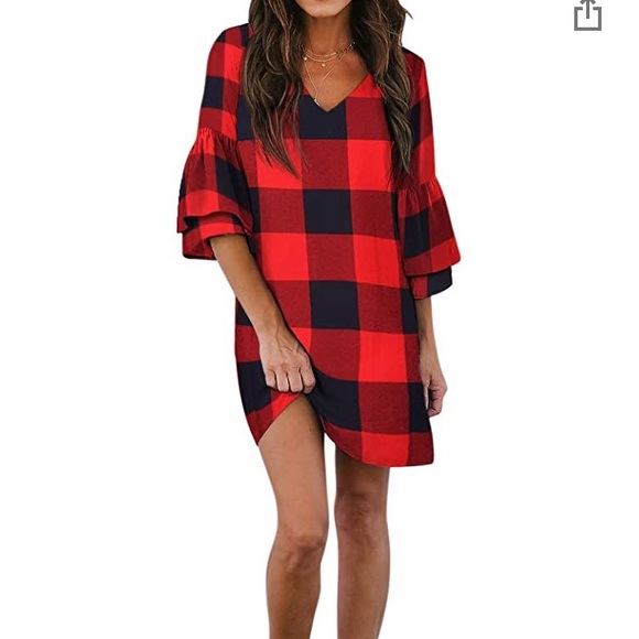 Dresses & Skirts - V-Neck Bell Sleeve Shift Mini Dress